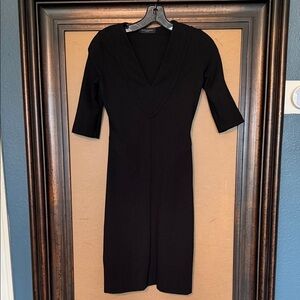 Piazza Sempione Black Vneck Knit Midi Dress